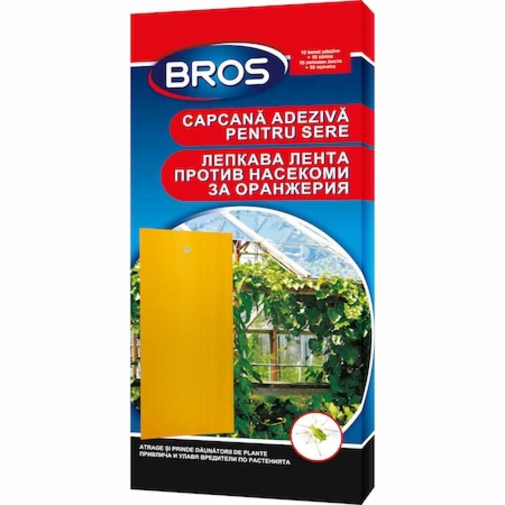 Hartie adeziva anti-insecte pentru gradini si sere BROS pachet 10 buc