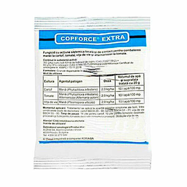 Copforce Extra 20 gr, fungicid sistemic, Agria (cartof, tomate, vita de vie)