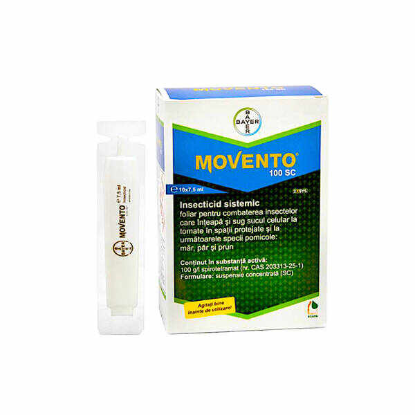 Movento 100SC 10 ml, insecticid sistemic Bayer (vita de vie, mar, par, prun, cais, piersic, cires, varza, capsuni, ceapa, usturoi, salata, hamei, soia)