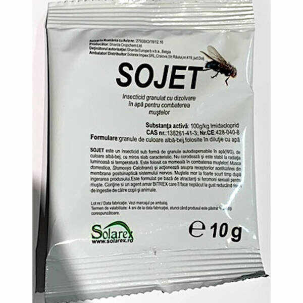 Sojet 10 gr, insecticid pentru muste, Sharda ChropChem, insecticid profesional pe baza de atractanti si feromoni sexuali