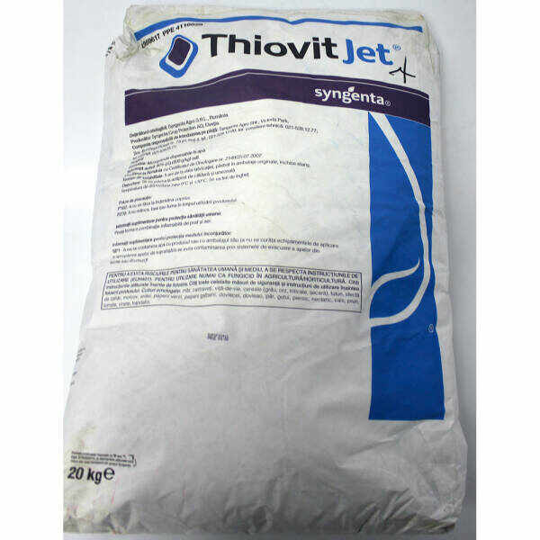 Thiovit Jet 80WG 20 kg, fungicid de contact pe baza de Sulf, Syngenta, fainare (ardei, cais, castraveti, orz, triticale, secara, dovleac, mar, morcov, nectarin)