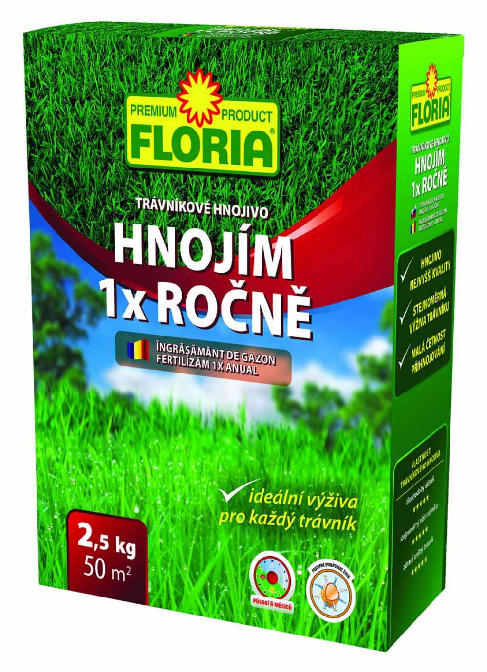 Ingrasamant gazon cu actionare indelungata Fertilizam 1X anual FLORIA 2.5 kg