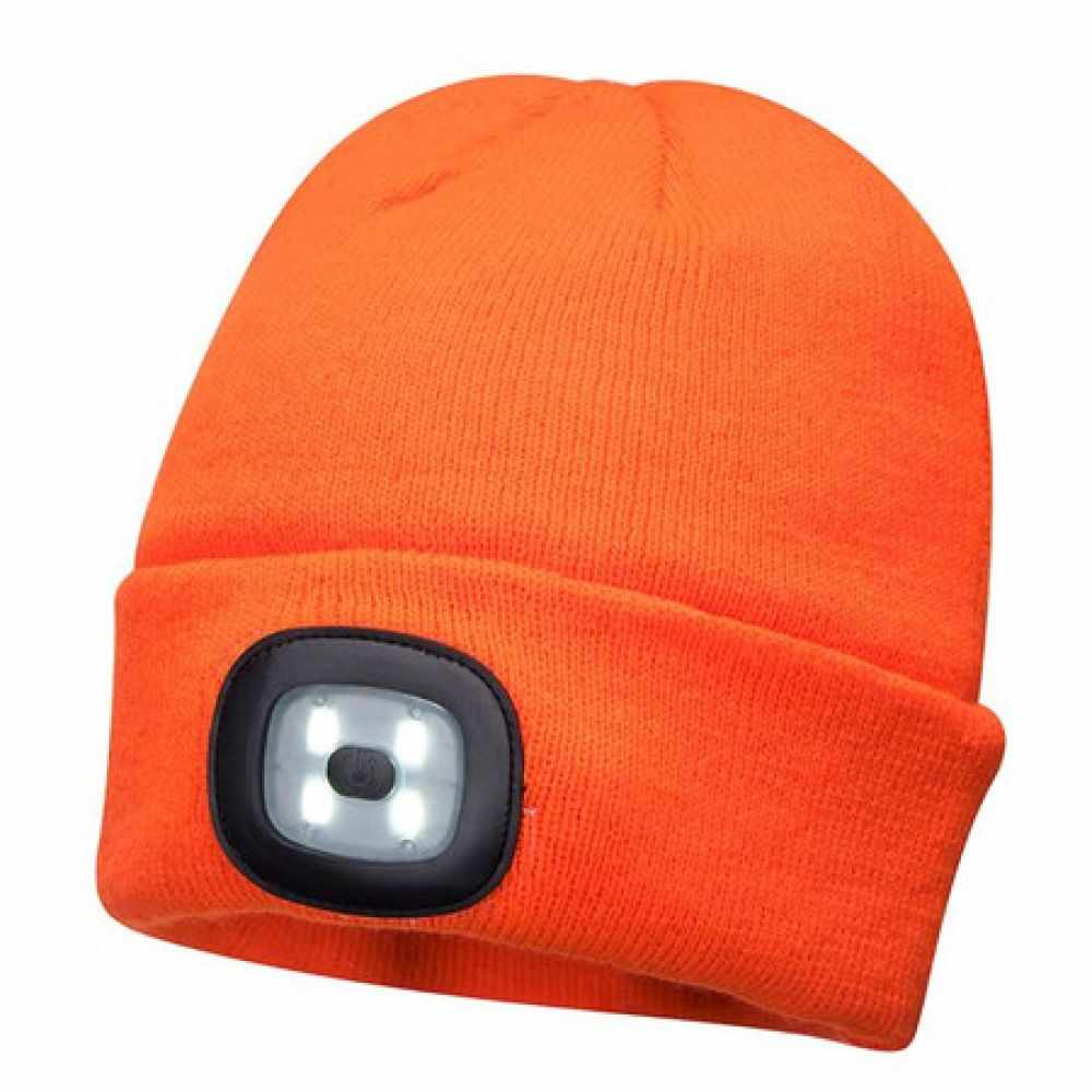 Caciula tricotata de iarna cu led frontal - BEANIE Led neon - B029 orange