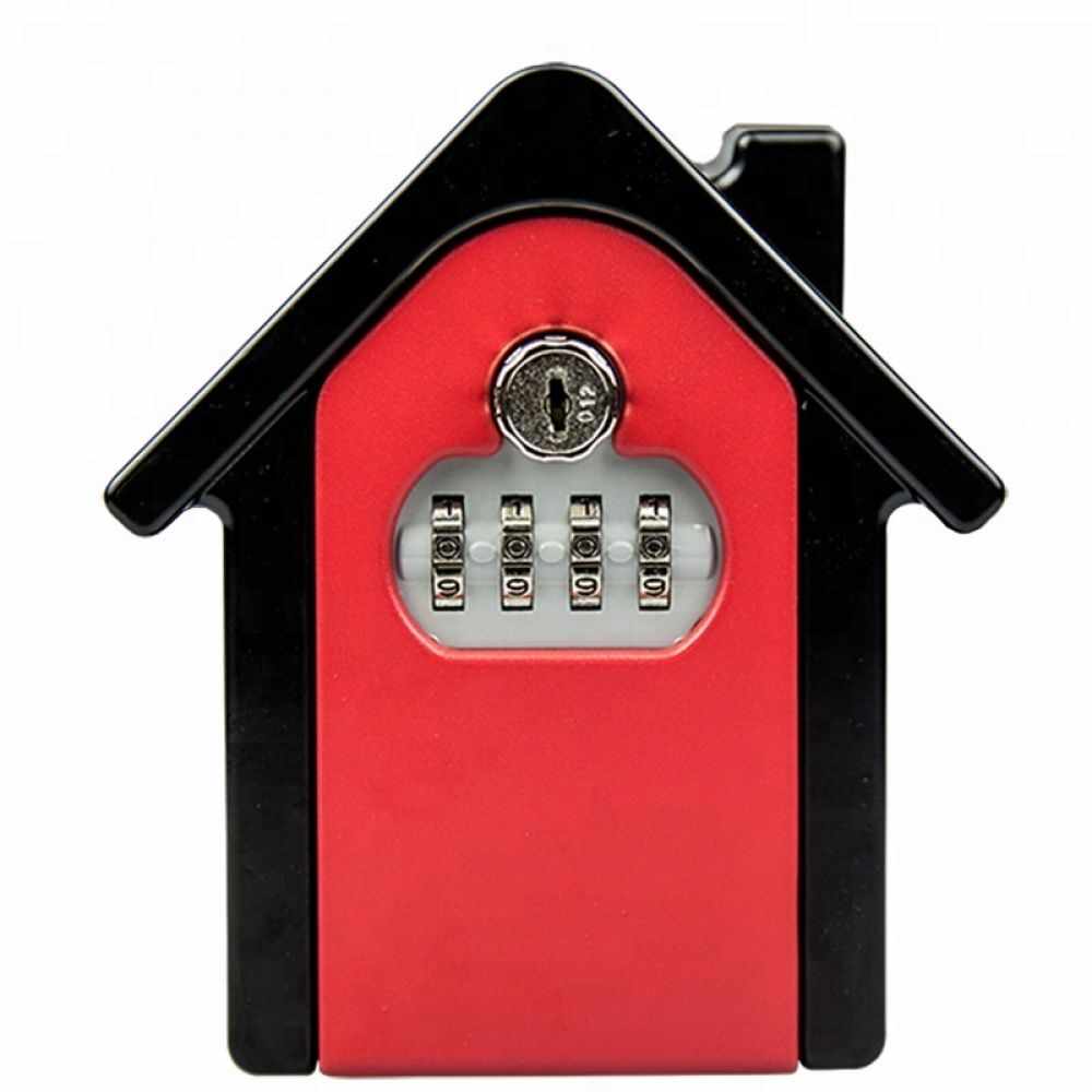 Cutie metalica pentru chei Plock Home cifru mecanic Metal Casuta culoare rosie