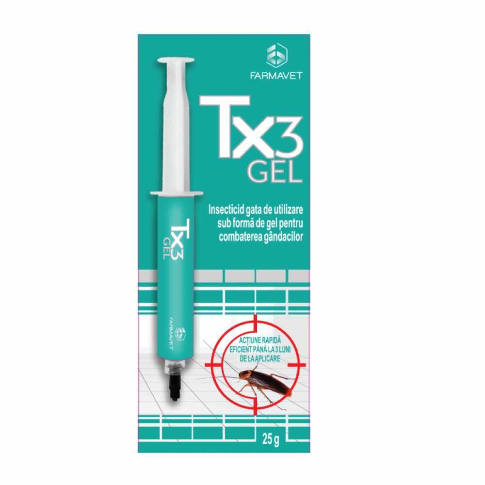 Insecticid gel fluorescent pentru combaterea gandacilor TX3 25g